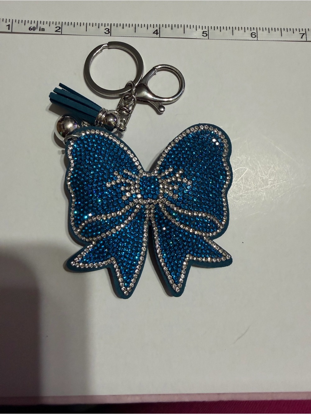 Blue Rhinestone Bow Keychain Charm - - Picture 3 of 3